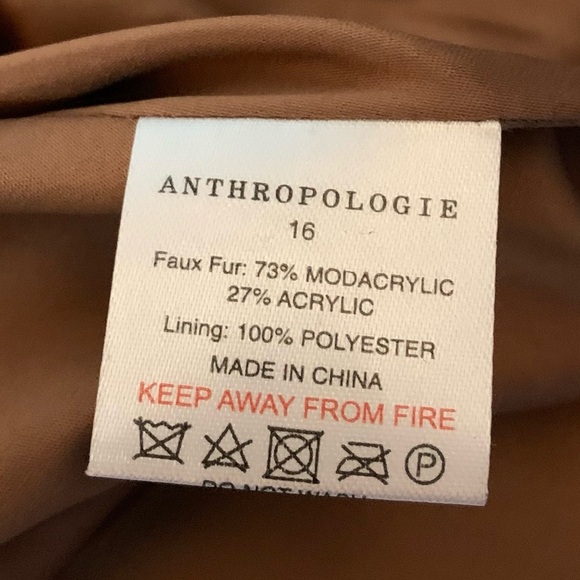seen worn kept x anthro • geometric faux fur coat uk 16/us 12 - Picture 8 of 9
